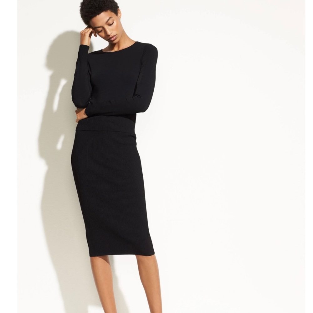 Vince knee length ribbed skirt